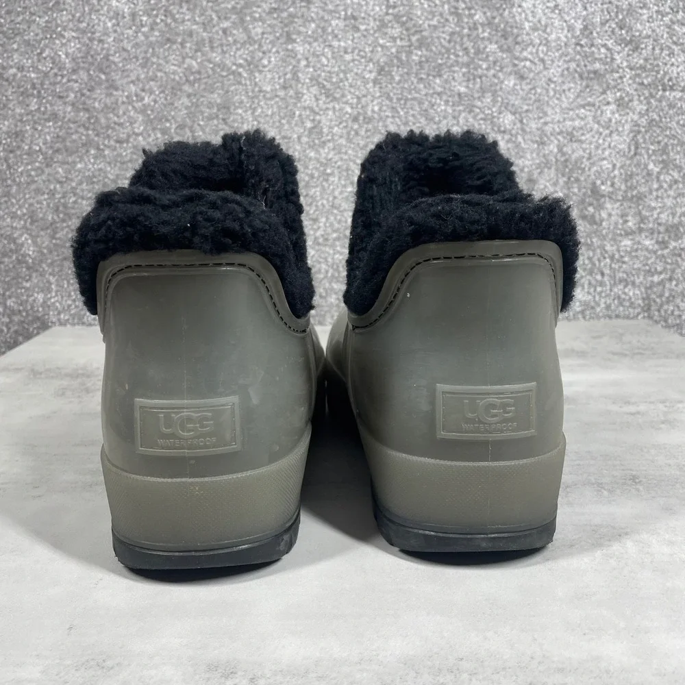 UGG Raincloud Clear Boots Womens 7 Waterproof Rain Rubber Wool Blend Lined